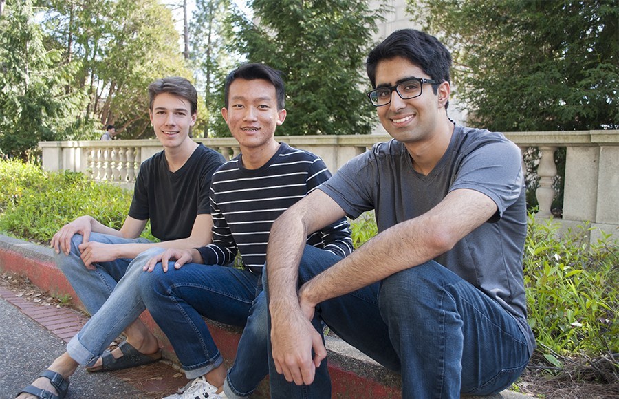 Noah Adriany, Luofei Chen, and Aayush Tyagi of Oki Karaoke (photo: Amanda Ramirez/Dail Cal)